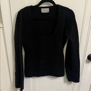 Modern Citizen Scoopneck Wool Blend Black Long Sleeve Sweater Large